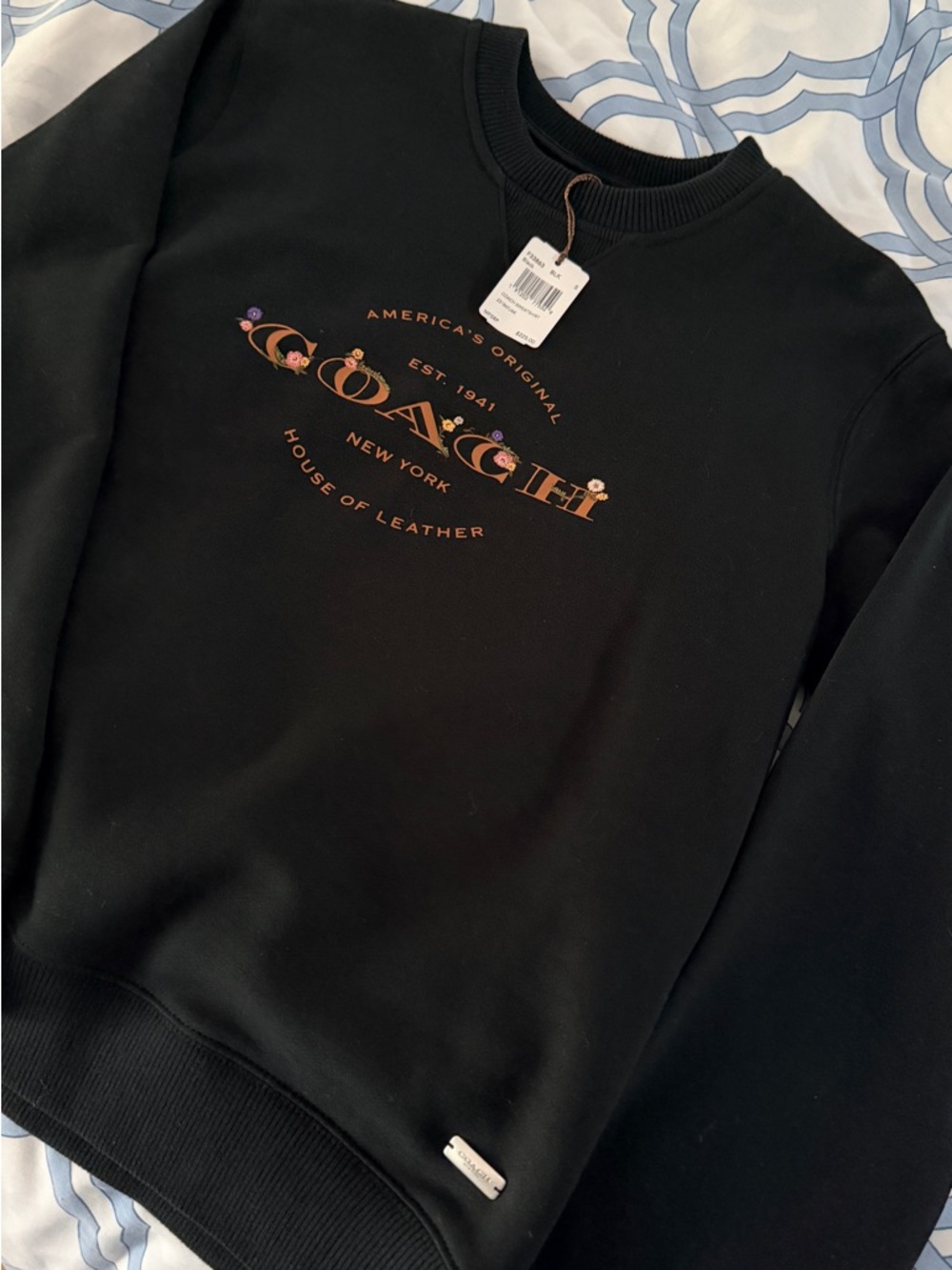 Coach Black Crewneck with Metallic Logo Detail
